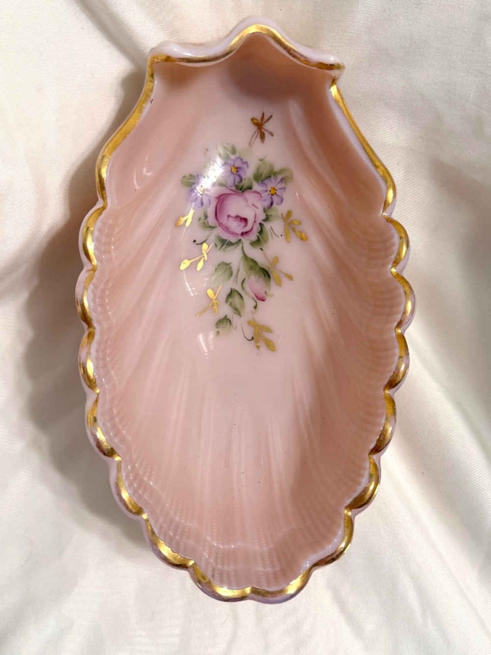 Cambridge Crown Tuscan OpaquePink Shell Footed Pedestal Bowl Compote Dish